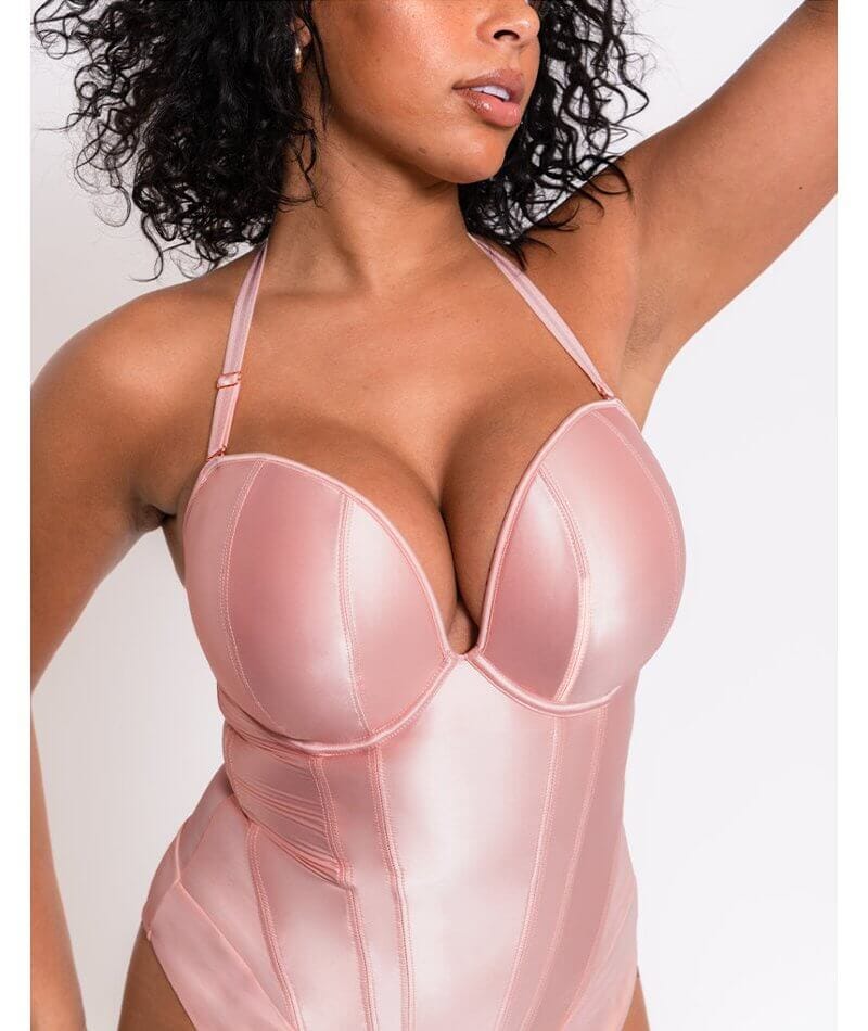 Scantilly Classique Plunge Padded Strapless Bodysuit - Powdery Pink - Image 11
