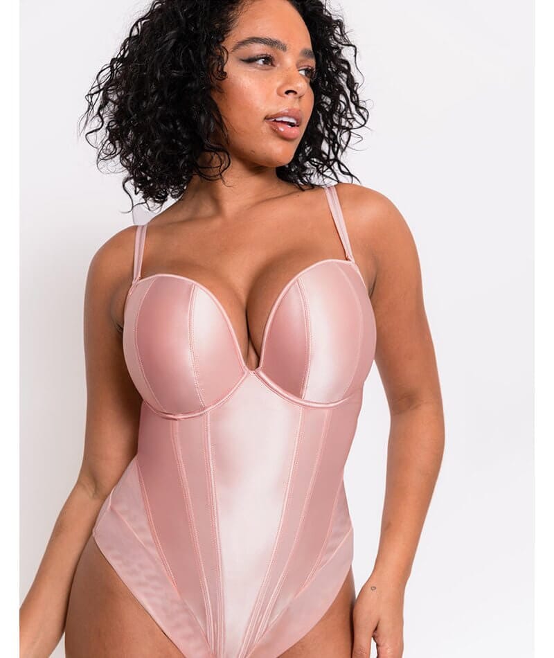 Scantilly Classique Plunge Padded Strapless Bodysuit - Powdery Pink - Image 5