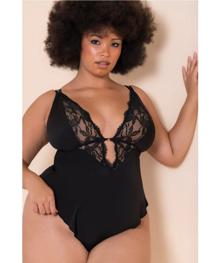 Scantilly Embrace Stretch Lace Teddy Bodysuit - Black - Image 4