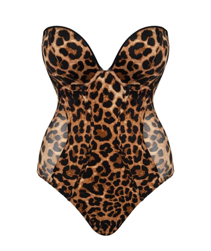 Scantilly Icon Plunge Strapless Multiway Padded Bodysuit - Leopard Print - Image 8