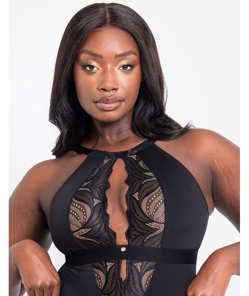 Scantilly Indulgence Stretch Lace Bodysuit - Black/Latte - Image 6