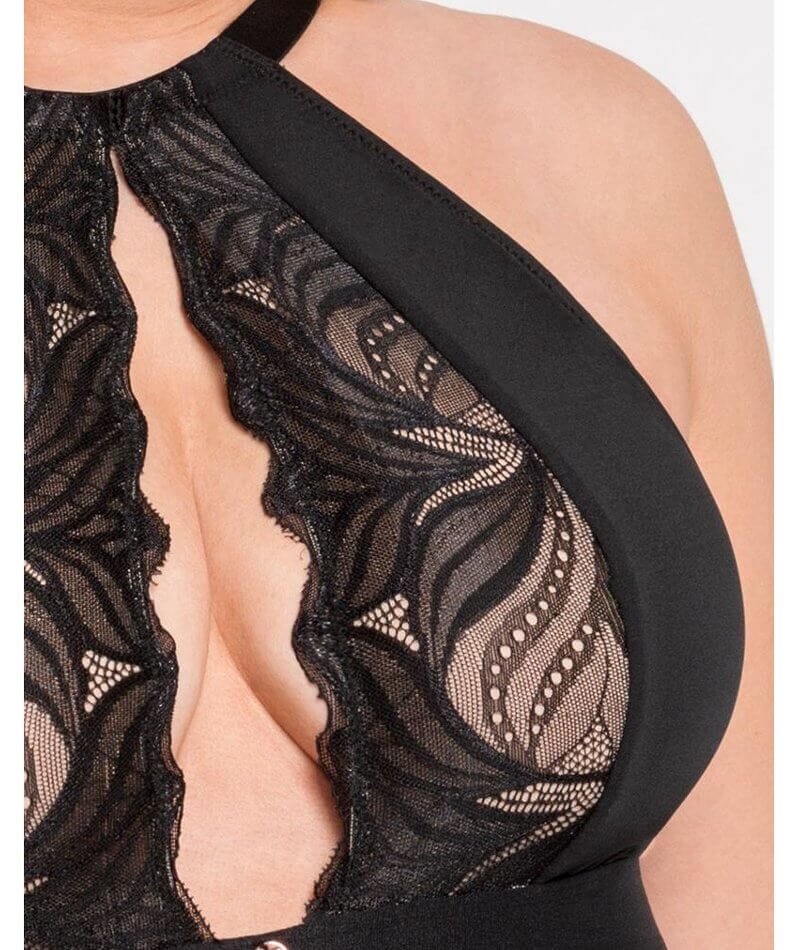 Scantilly Indulgence Stretch Lace Bodysuit - Black/Latte - Image 8