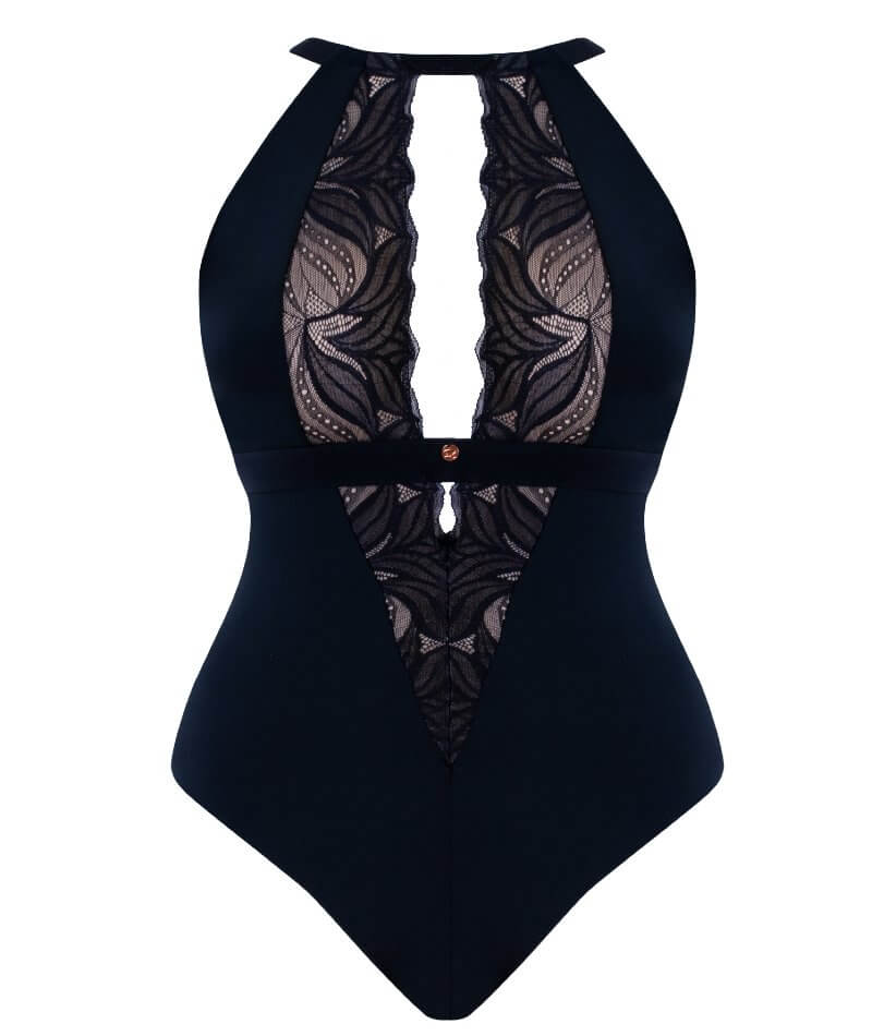 Scantilly Indulgence Stretch Lace Bodysuit - Black/Latte - Image 9