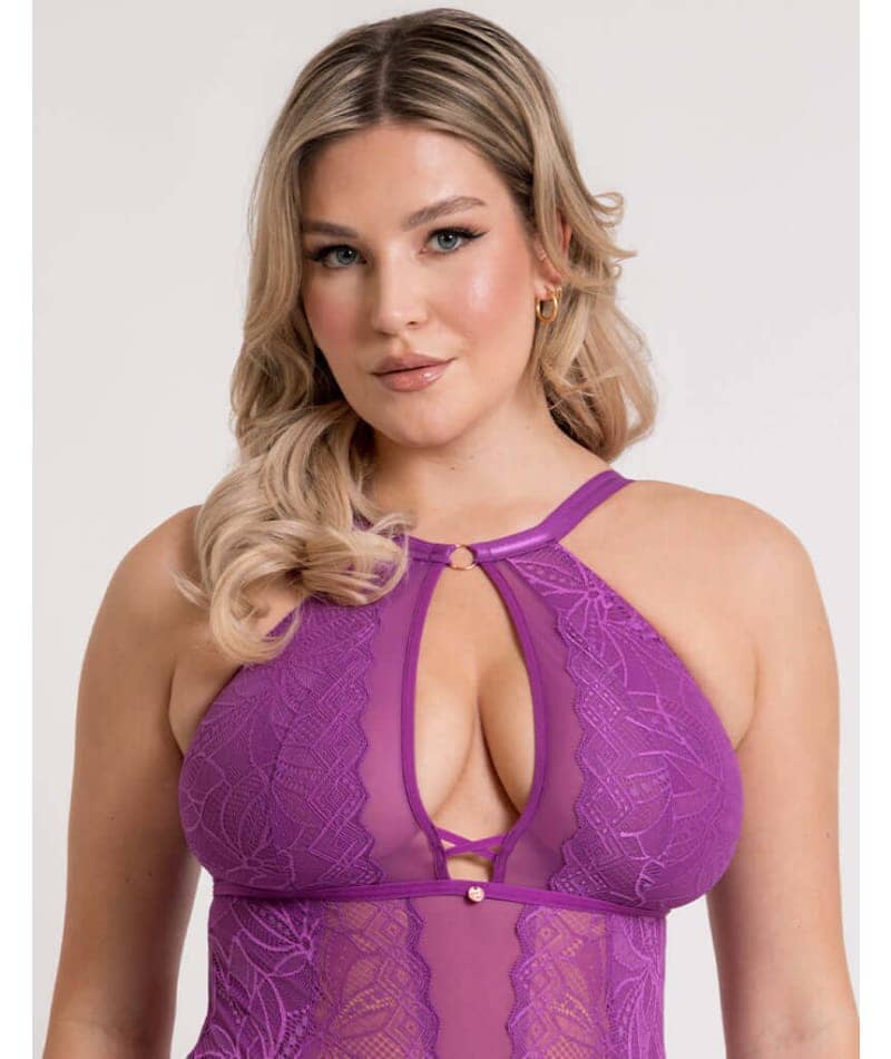 Scantilly Opulence Stretch Lace Bodysuit - Mystic Purple - Image 3