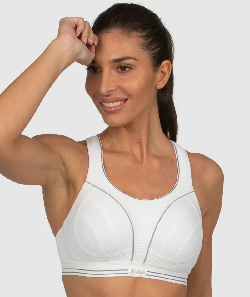 Shock Absorber Ultimate Run Wire-Free Racerback Sports Bra - White/Silver - Image 2