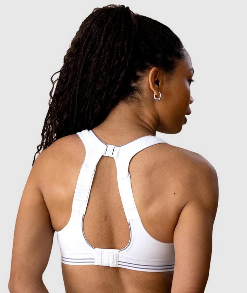 Shock Absorber Ultimate Run Wire-Free Racerback Sports Bra - White/Silver - Image 3