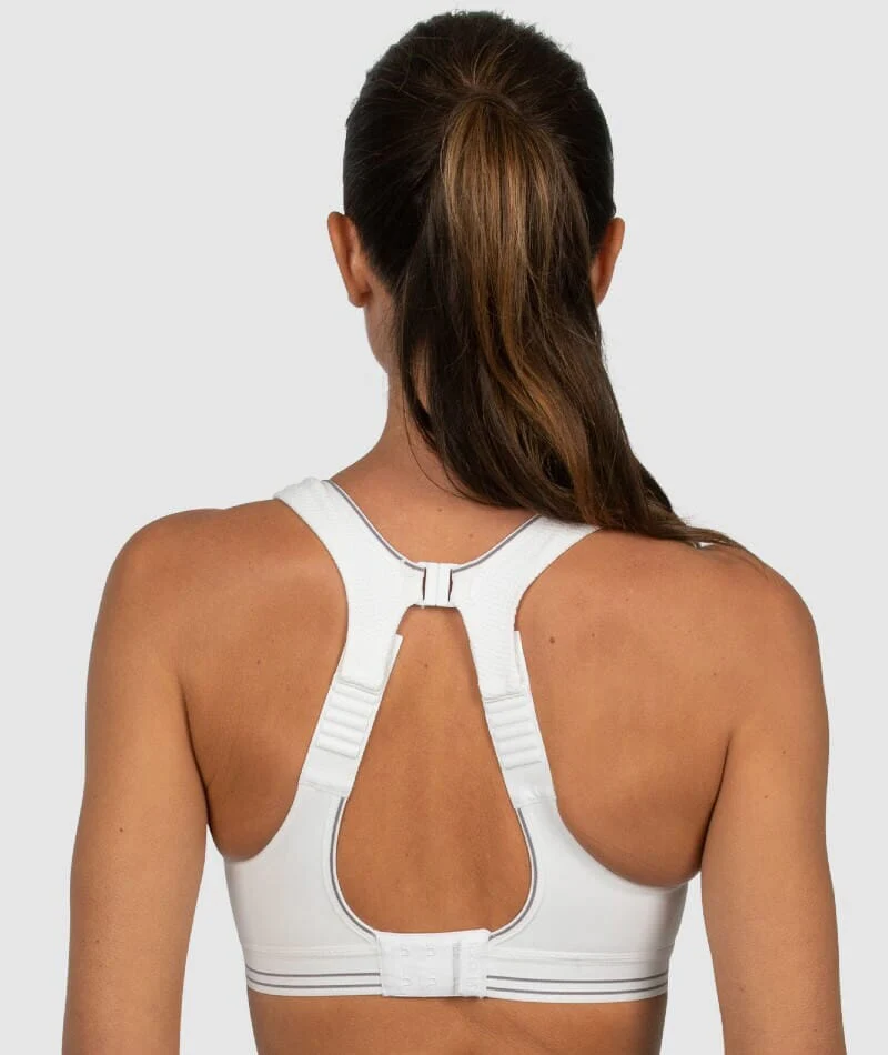 Shock Absorber Ultimate Run Wire-Free Racerback Sports Bra - White/Silver - Image 4