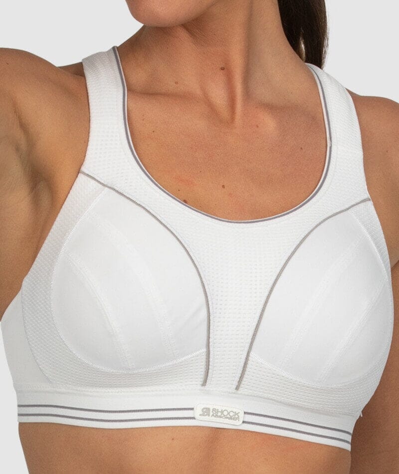 Shock Absorber Ultimate Run Wire-Free Racerback Sports Bra - White/Silver - Image 5