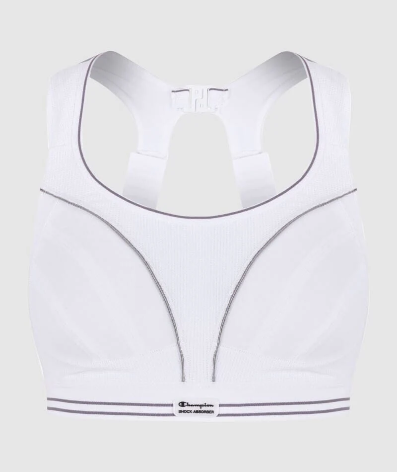 Shock Absorber Ultimate Run Wire-Free Racerback Sports Bra - White/Silver - Image 8
