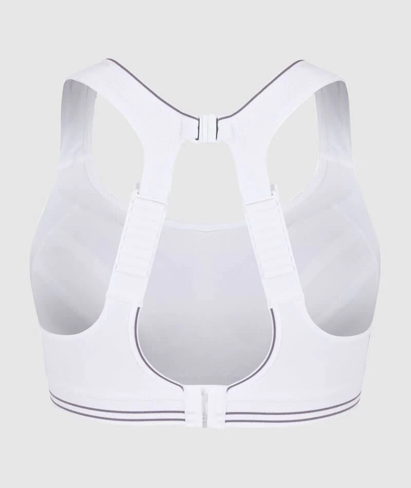 Shock Absorber Ultimate Run Wire-Free Racerback Sports Bra - White/Silver - Image 9