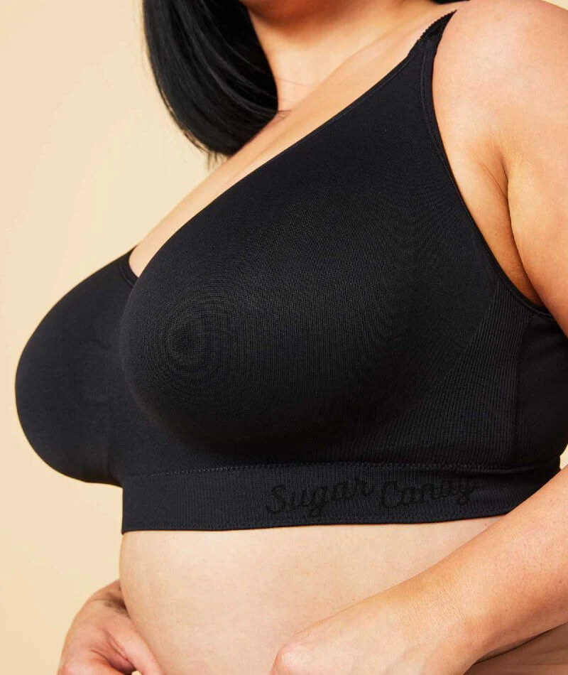 Sugar Candy Fuller Bust Seamless F-Hh Cup Wire-Free Lounge Bra - Black - Image 5