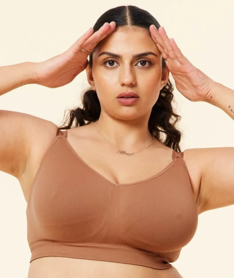 Sugar Candy Fuller Bust Seamless F-Hh Cup Wire-Free Lounge Bra - Clay - Image 5