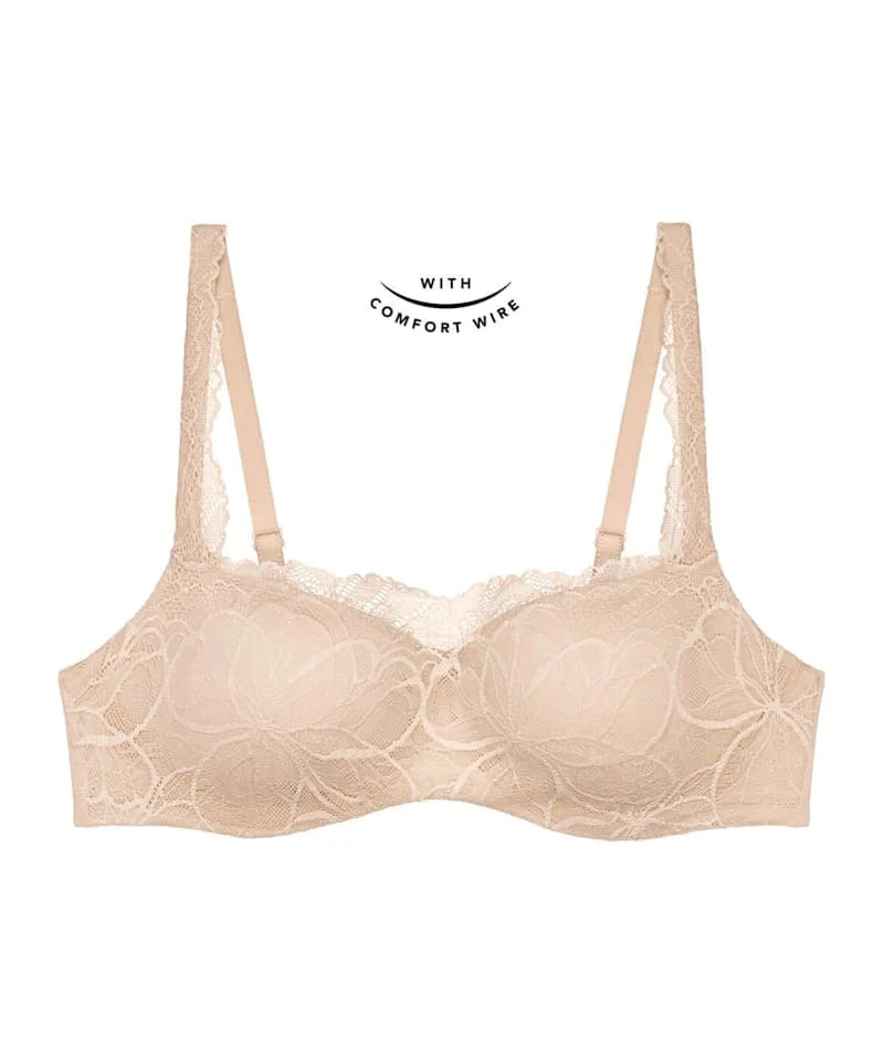 Triumph Body Make-up Illusion Lace Underwired Balconette Bra - Nude Beige - Image 4