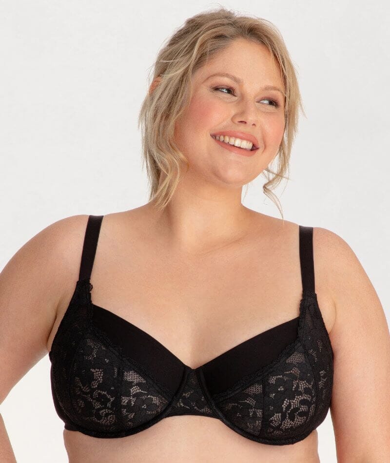 Underbliss Lacey Balconette Underwire Bra - Black - Image 3