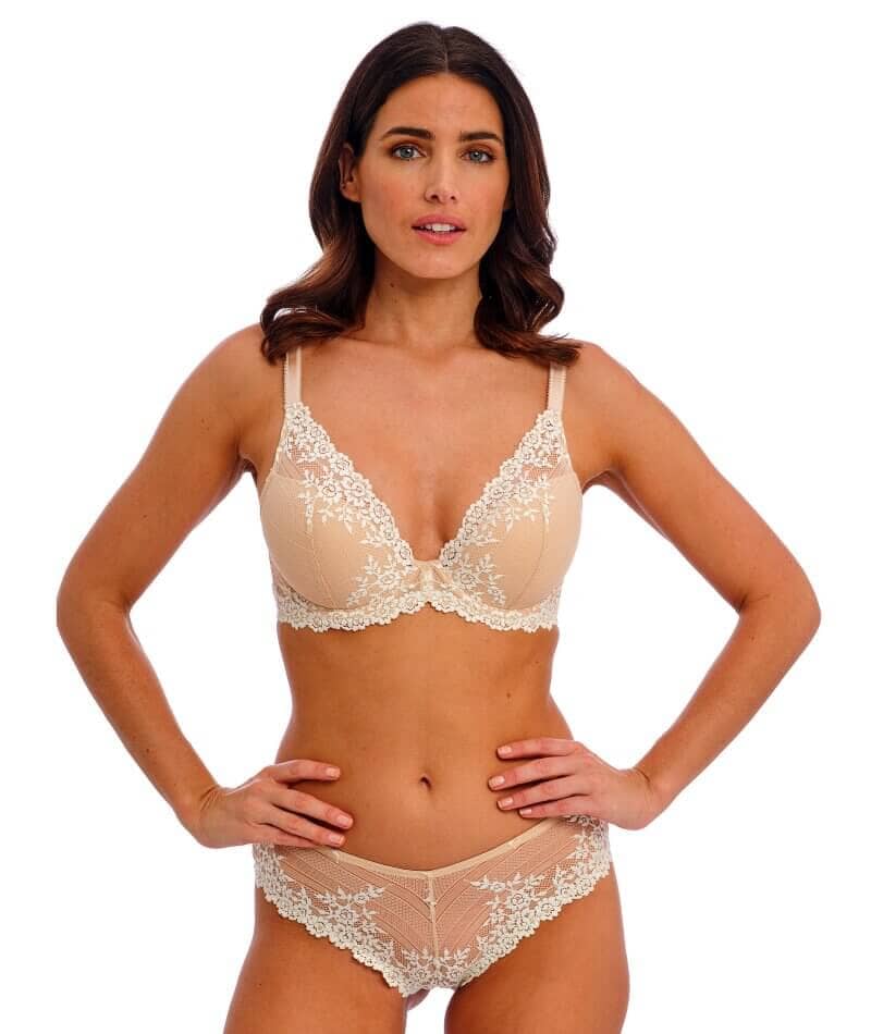 Wacoal Embrace Lace Plunge Underwire Bra - Naturally Nude / Ivory - Image 10