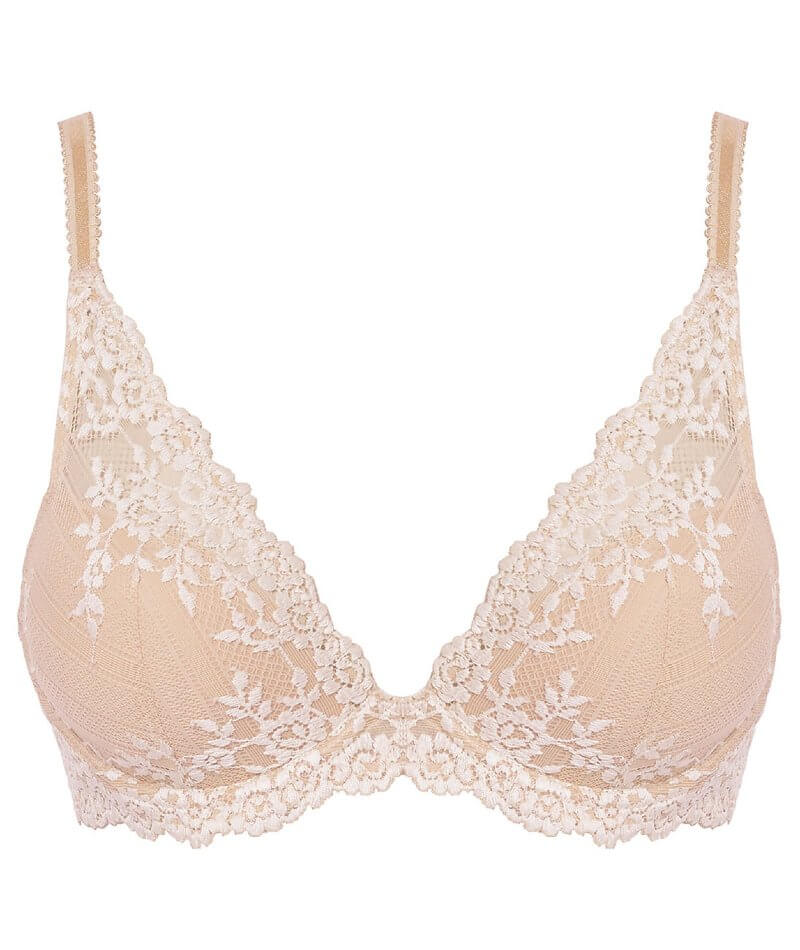 Wacoal Embrace Lace Plunge Underwire Bra - Naturally Nude / Ivory - Image 12