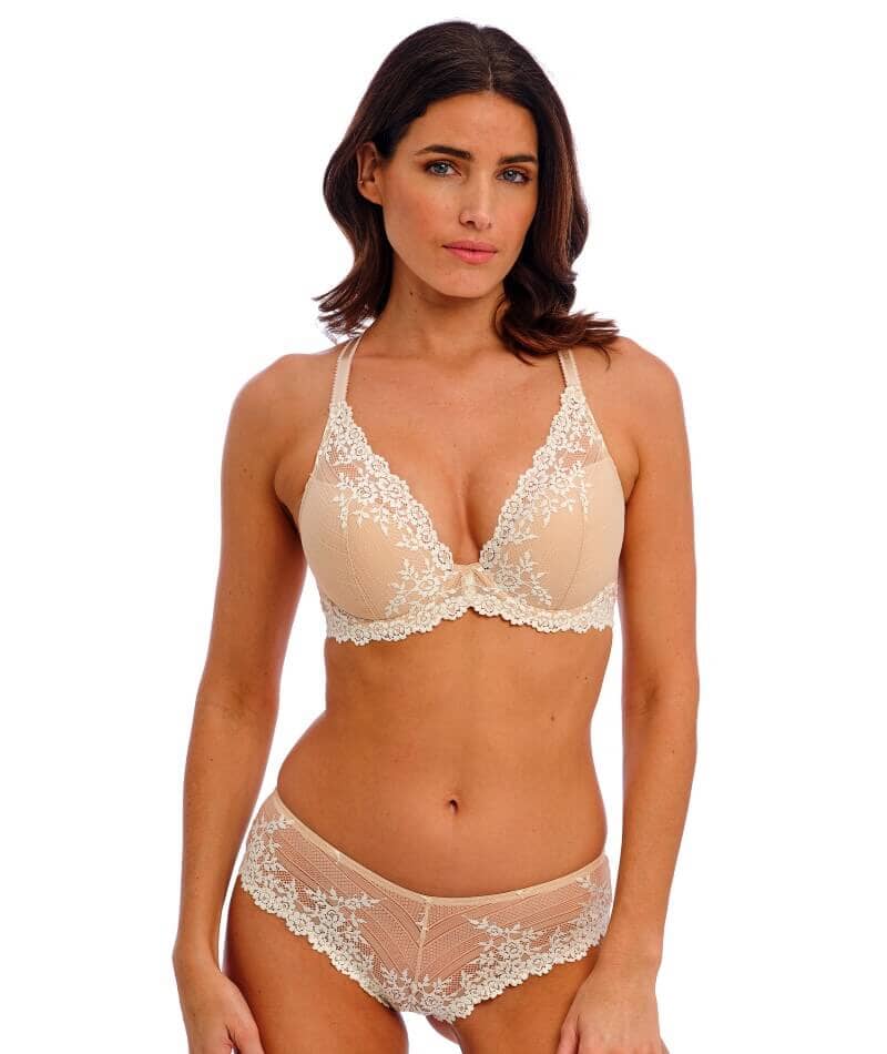 Wacoal Embrace Lace Plunge Underwire Bra - Naturally Nude / Ivory - Image 8